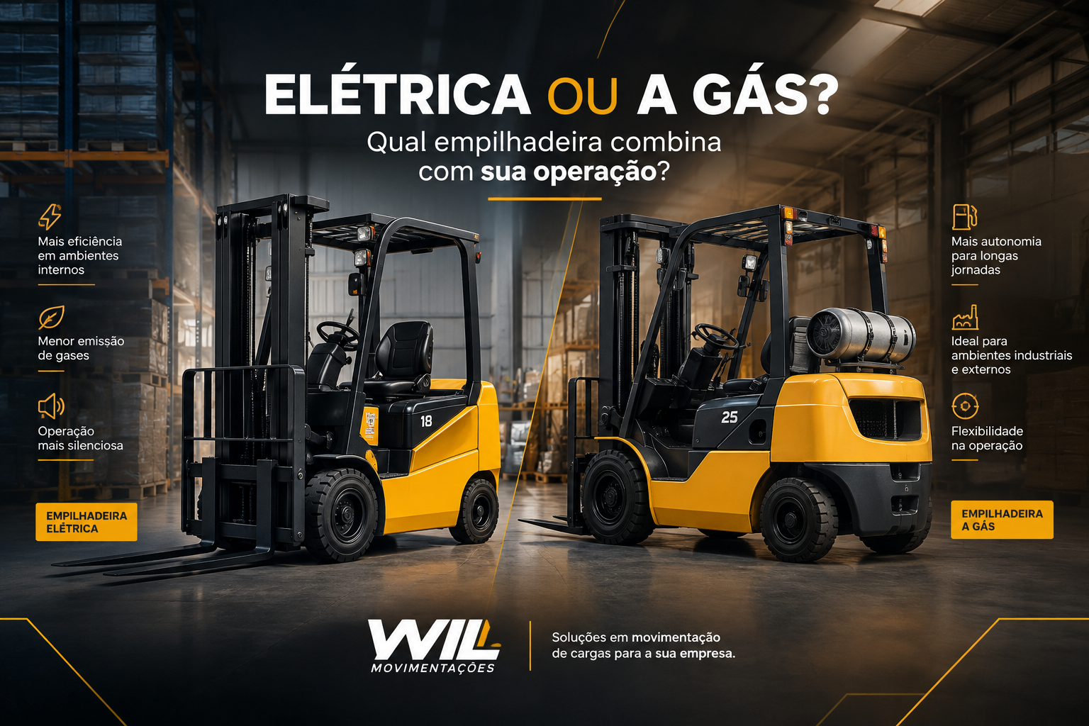 Empilhadeira elétrica ou a gás: qual escolher ?